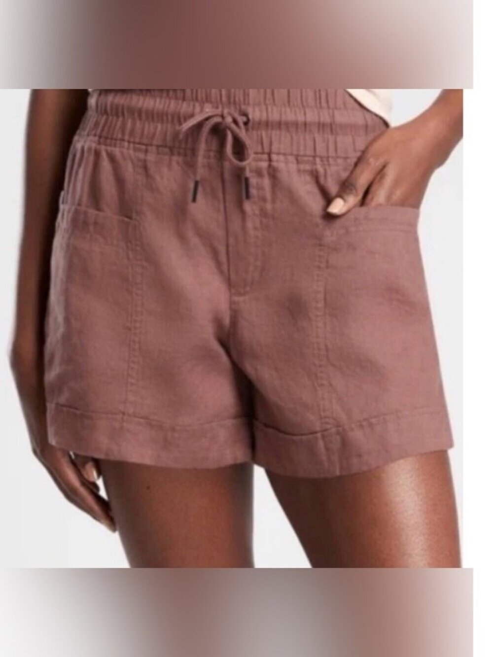 ATHLETA Cabo 100% linen 4” Shorts size 6